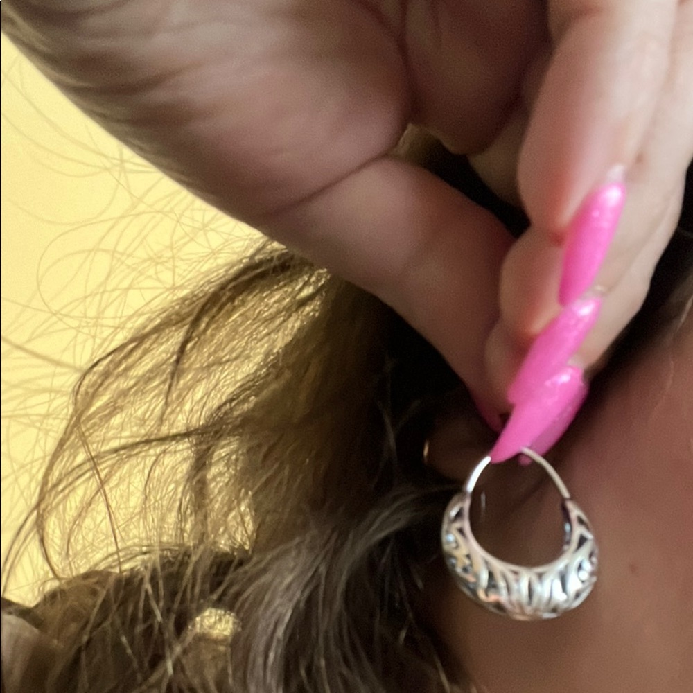 .925 Sterling Silver Filigree Earrings - Picture 3 of 5